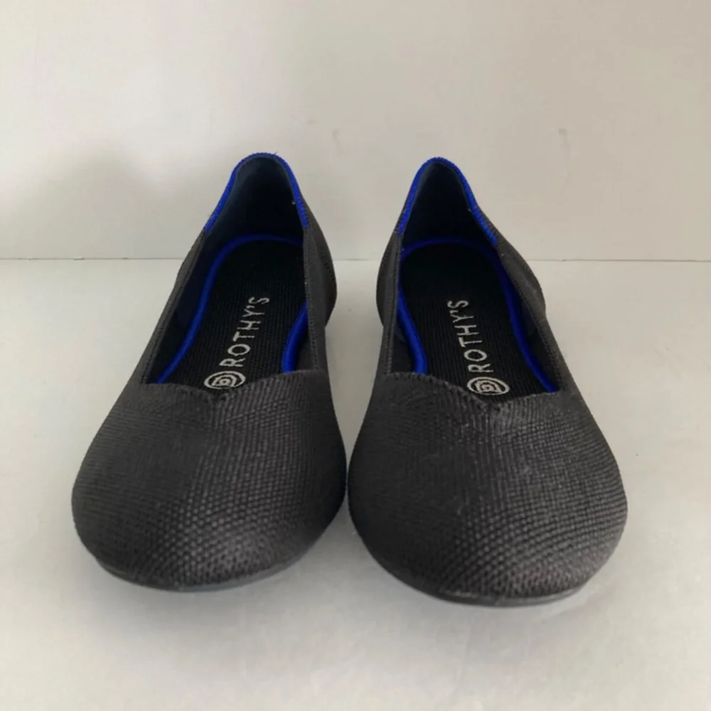 Rothy's Women Shoes The Flat Slip-On Round Toe Classic Black Ballet Flat 8 EUC